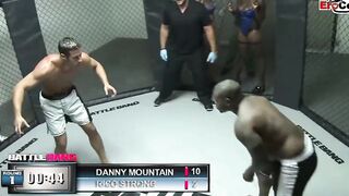 Dark Haired skank with gigantic titties fucking a boxer in the