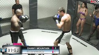 Dark Haired skank with gigantic titties fucking a boxer in the