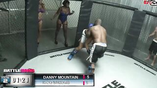 Dark Haired skank with gigantic titties fucking a boxer in the