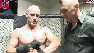 Blonde thot with natural hooters fucks into a boxing ring