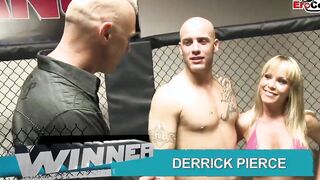 Blonde thot with natural hooters fucks into a boxing ring