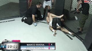Slender tattooed blonde with small jugs fucks in a boxingring