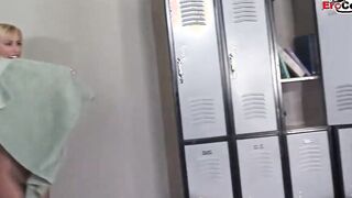 Blonde college 18 with tiny titties getting a cummed