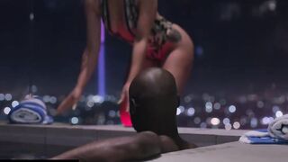 BLACEDRAW Thirsty Blonde Carmen riding the biggest long ebony penis ever