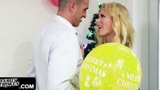 Family Grind - Turned On teenie Year Mature Rubs Her Juicy Vagina While Her Stepdad In Santa Suit Pounds Her Stepmom