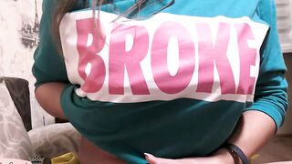 Vulgar Dark Haired Jerks Off Snatch And Gets Orgasm While Daddy Is Not Home