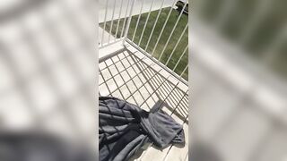 18 Yo masturbates outdoors on balcony