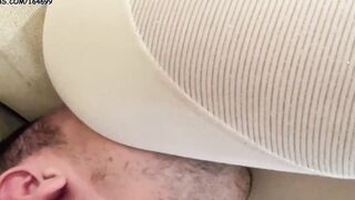 Face Sitting into White Yoga Leggings Full Weight Amateur Female Domination - Face-Chair Sub Used