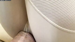 Face Sitting into White Yoga Leggings Full Weight Amateur Female Domination - Face-Chair Sub Used