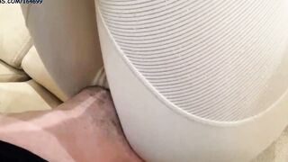 Face Sitting into White Yoga Leggings Full Weight Amateur Female Domination - Face-Chair Sub Used