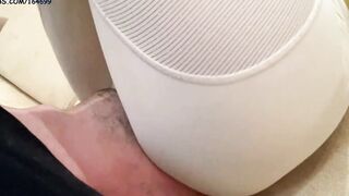 Face Sitting into White Yoga Leggings Full Weight Amateur Female Domination - Face-Chair Sub Used