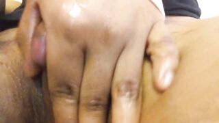 Beauty play with her long clitoris until she climaxxx
