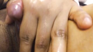 Beauty play with her long clitoris until she climaxxx