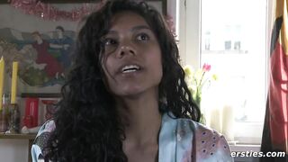 Dark Skinned goddess Masturbates Outside