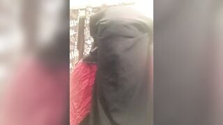 Lonely Niqabi Hijabi woman sucking off vibrator & shaking butt