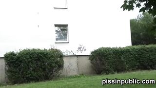 Desperate girls are peeing inside front of their neighbours house