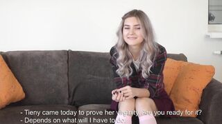 Russian adorable Cutie Tieny masturbates her tight snatch