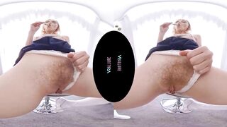 VRALLURE Adorable blonde has multiple orgasms with her dildos inside virtual reality