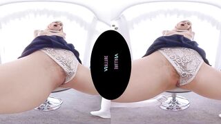 VRALLURE Adorable blonde has multiple orgasms with her dildos inside virtual reality