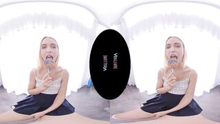 VRALLURE Adorable blonde has multiple orgasms with her dildos inside virtual reality