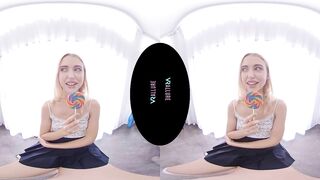 VRALLURE Adorable blonde has multiple orgasms with her dildos inside virtual reality