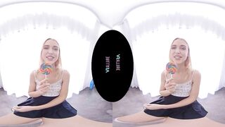 VRALLURE Adorable blonde has multiple orgasms with her dildos inside virtual reality