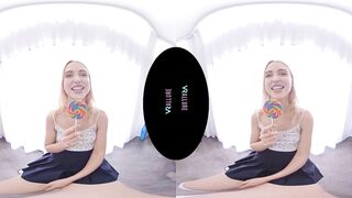 VRALLURE Adorable blonde has multiple orgasms with her dildos inside virtual reality