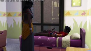 Punjab cougar catches her son masturbating on the bed Inside His Room Then she called him to her room to help him have sex for the first time
