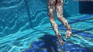 Dark Hair huge boobs Cutie Sheril Blossom swims naked and goddess