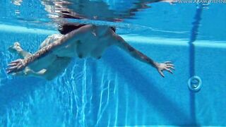 Dark Hair huge boobs Cutie Sheril Blossom swims naked and goddess