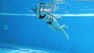 Dark Hair huge boobs Cutie Sheril Blossom swims naked and goddess