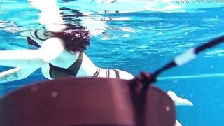 Dark Hair huge boobs Cutie Sheril Blossom swims naked and goddess
