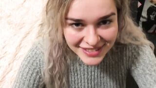 European thot Eva drinks COFFEE with CUM!