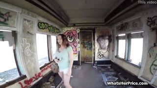 Quickie inside an older trains passenger vehicle