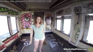 Quickie inside an older trains passenger vehicle
