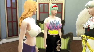 Cartoon Cosplay Porn Cap three Sesshomaru watching a sex tape finds bulma and rangiku talking and seduces them and makes a 3 way as she likes