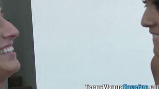 Lesbians partying lick and vibrator