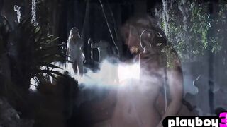 Huge jugs blonde mom takes of her panties and exposed pretty nude body
