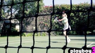Huge jugs blonde mom takes of her panties and exposed pretty nude body
