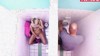 FREAKY HOSTEL - Barely Legal Blonde Fucks Stranger In The Bathroom
