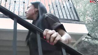 Thin black bimbos with small boobs getting an oral creampie