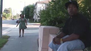 Fat ebony riding her thug pimp