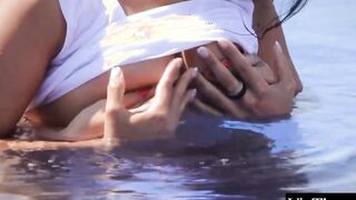 Dark Hair learning how to surf ends up making Hottie sex with her lesbo instructor