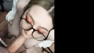 Secretary goes down to suck me off