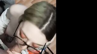 Secretary goes down to suck me off