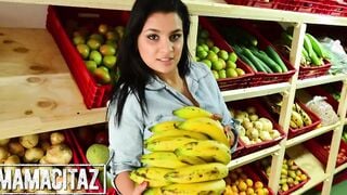 CARNEDELMERCADO - (Joa Cienfuegos, Charles Gomez) - Chubby Dark Haired With Big Hooters Rides A Gigantic Latino Cock
