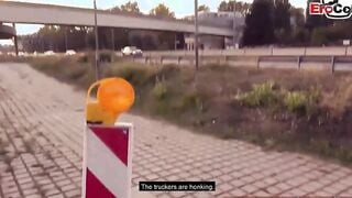 Chubby german thot pick up online for a outdoor POV screwed!