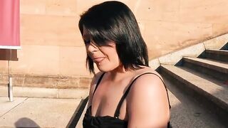 Chubby african haired Milf with small melons – outside pick