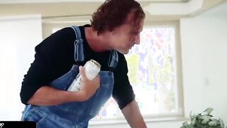 Cute Girl Gives Her Old Man Passionate Fellatio