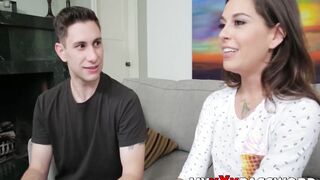 Kacie Castle gets down on her knees and sucks Brads big cock